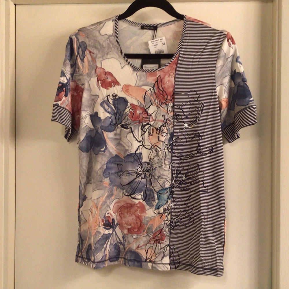BIANCA/.FLORAL+STRIPED.TOP